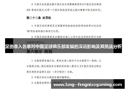 足协准入名单对中国足球俱乐部发展的深远影响及其挑战分析